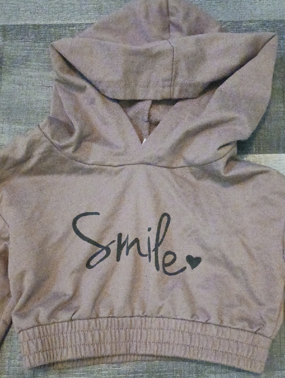 SHEIN Mauve Hoodie with "Smile" Script
